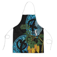 Turquoise New Zealand Kowhai And Piwakawaka Apron Maori Ngaru Paua Shell LT14 Turquoise - Polynesian Pride