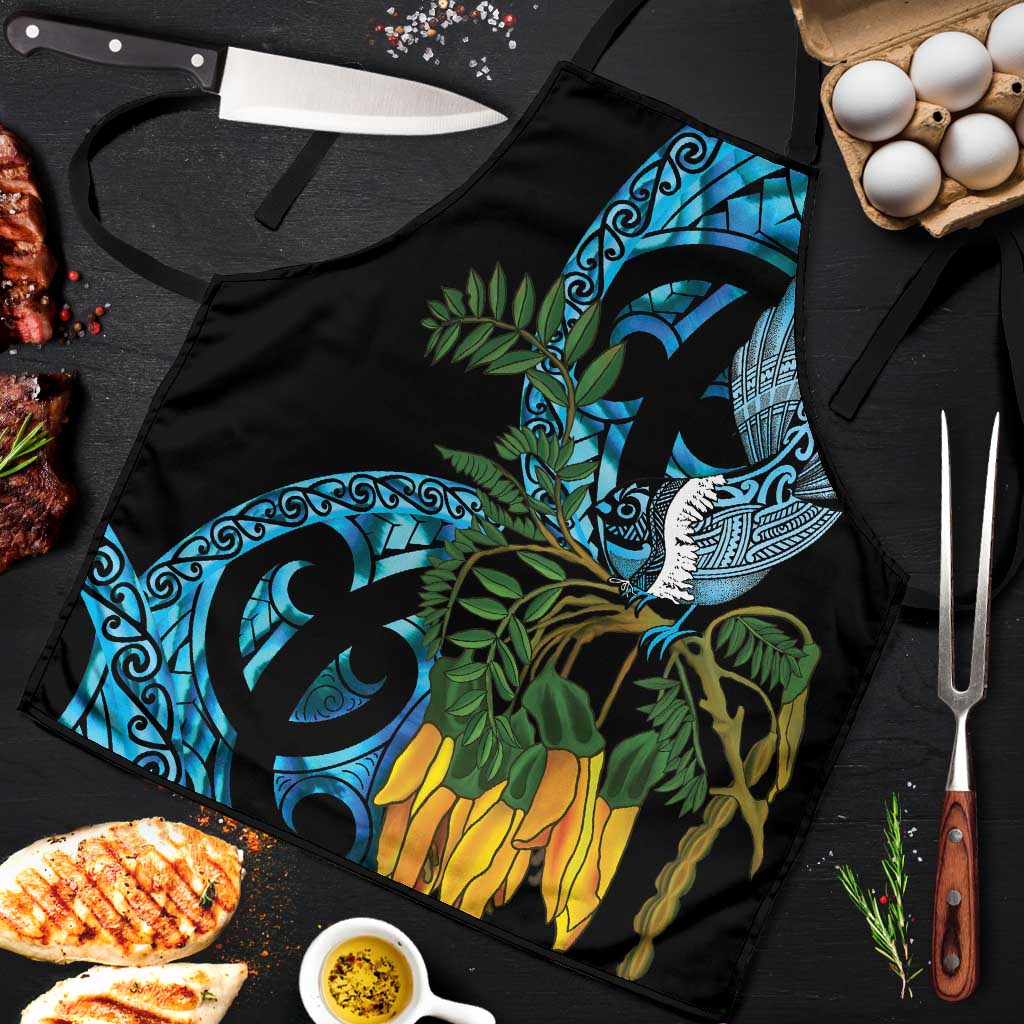 Turquoise New Zealand Kowhai And Piwakawaka Apron Maori Ngaru Paua Shell LT14 Turquoise - Polynesian Pride
