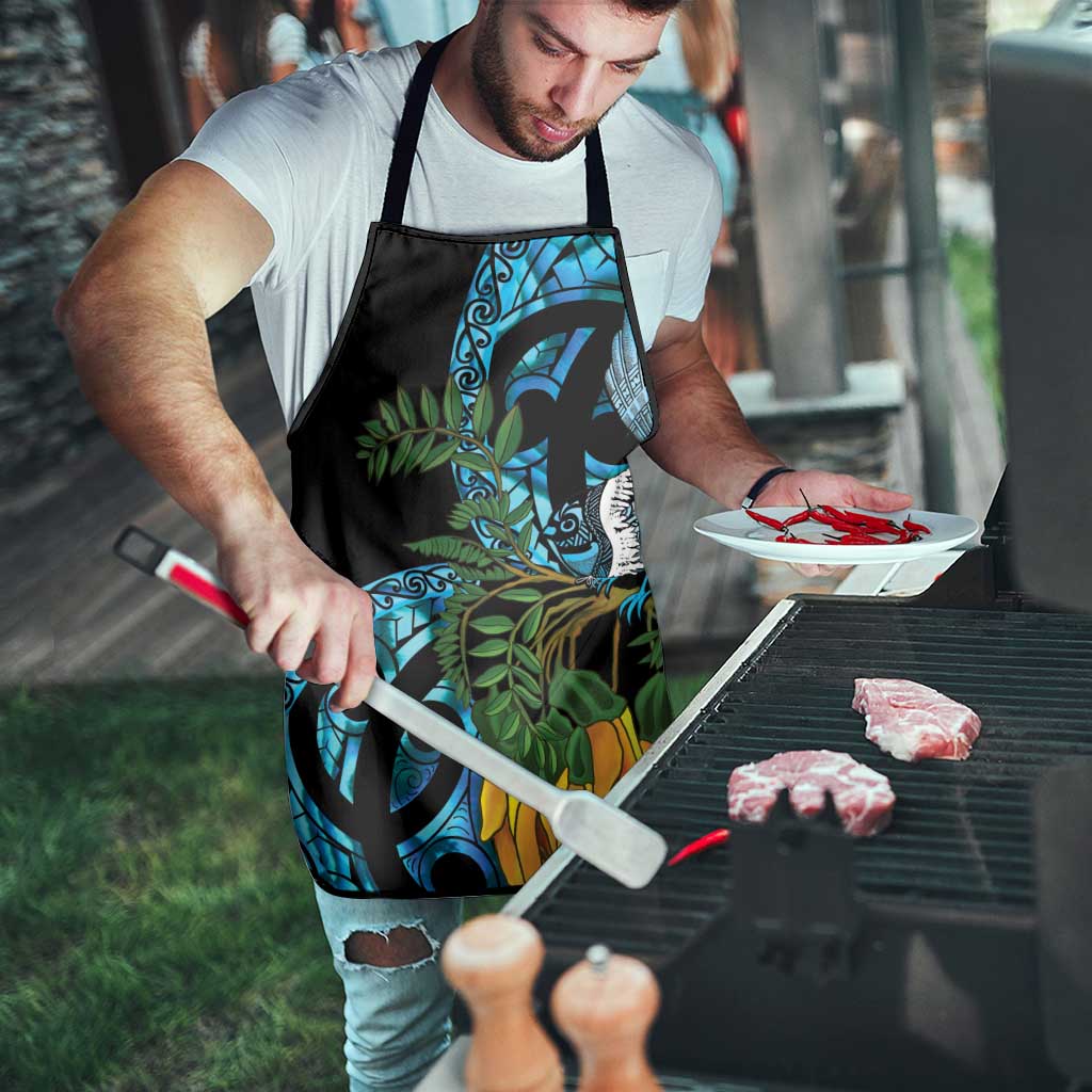 Turquoise New Zealand Kowhai And Piwakawaka Apron Maori Ngaru Paua Shell LT14 - Polynesian Pride