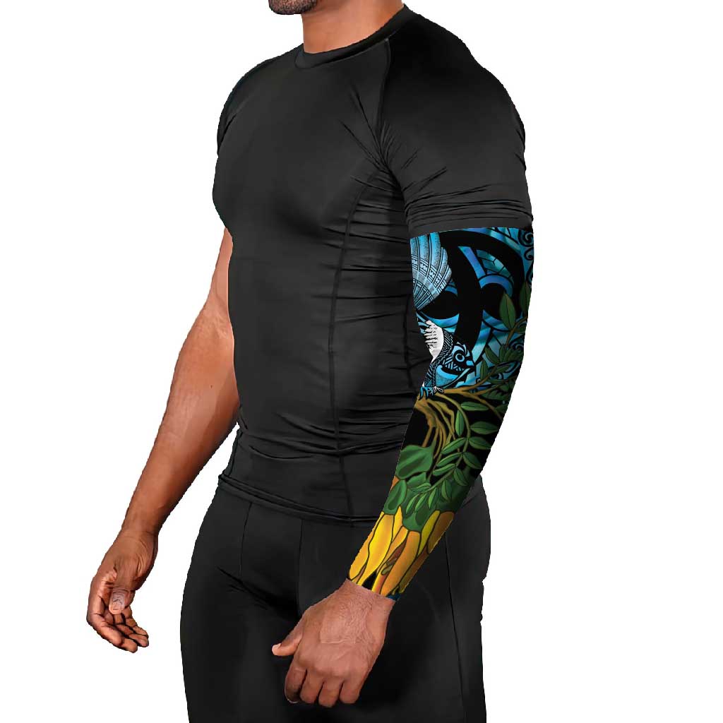 Turquoise New Zealand Kowhai And Piwakawaka Arm Sleeves Maori Ngaru Paua Shell LT14 - Polynesian Pride