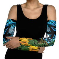 Turquoise New Zealand Kowhai And Piwakawaka Arm Sleeves Maori Ngaru Paua Shell LT14 - Polynesian Pride