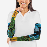 Turquoise New Zealand Kowhai And Piwakawaka Arm Sleeves Maori Ngaru Paua Shell LT14 - Polynesian Pride