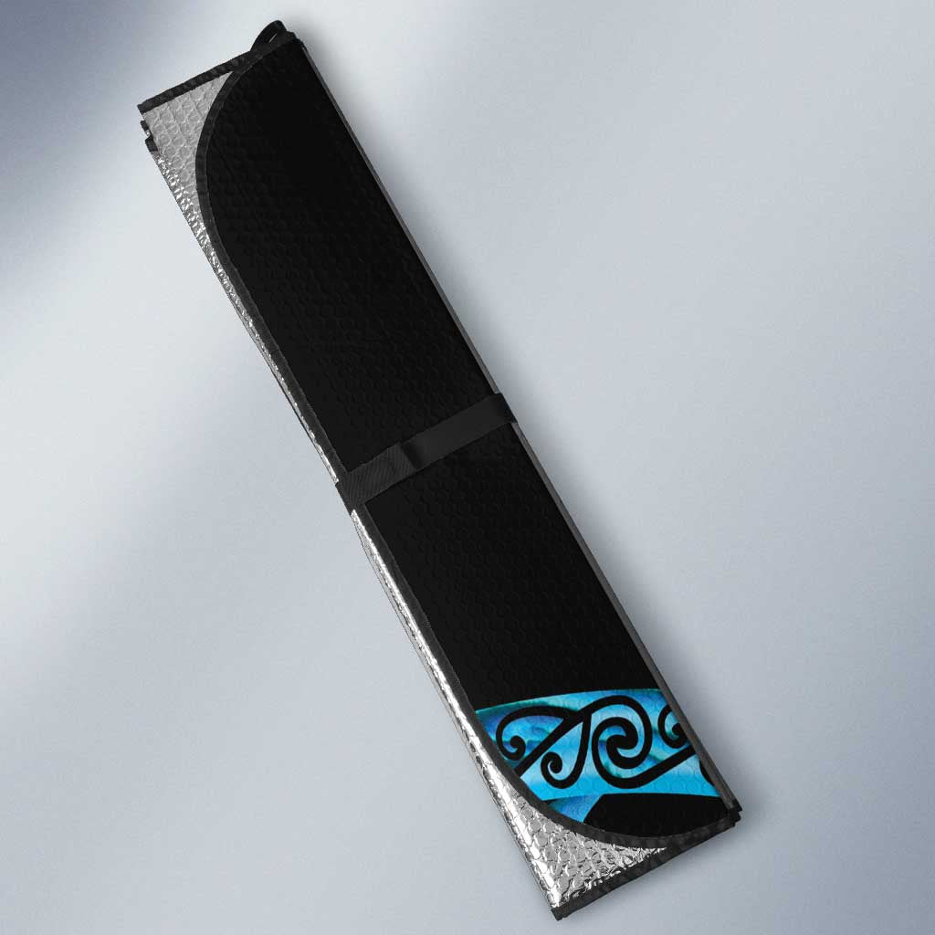 Turquoise New Zealand Kowhai And Piwakawaka Auto Sun Shade Maori Ngaru Paua Shell LT14 - Polynesian Pride