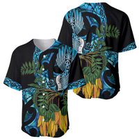 Turquoise New Zealand Kowhai And Piwakawaka Baseball Jersey Maori Ngaru Paua Shell LT14 - Polynesian Pride