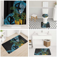 Turquoise New Zealand Kowhai And Piwakawaka Bathroom Set Maori Ngaru Paua Shell LT14 - Polynesian Pride