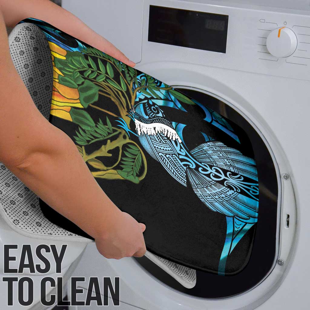 Turquoise New Zealand Kowhai And Piwakawaka Bathroom Set Maori Ngaru Paua Shell LT14 - Polynesian Pride