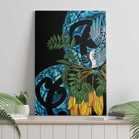 Turquoise New Zealand Kowhai And Piwakawaka Canvas Wall Art Maori Ngaru Paua Shell LT14 - Polynesian Pride