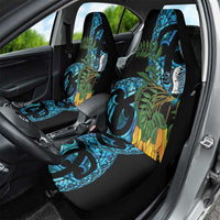 Turquoise New Zealand Kowhai And Piwakawaka Car Seat Cover Maori Ngaru Paua Shell LT14 - Polynesian Pride