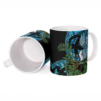 Turquoise New Zealand Kowhai And Piwakawaka Ceramic Mug Maori Ngaru Paua Shell LT14 - Polynesian Pride
