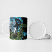 Turquoise New Zealand Kowhai And Piwakawaka Ceramic Mug Maori Ngaru Paua Shell LT14 - Polynesian Pride