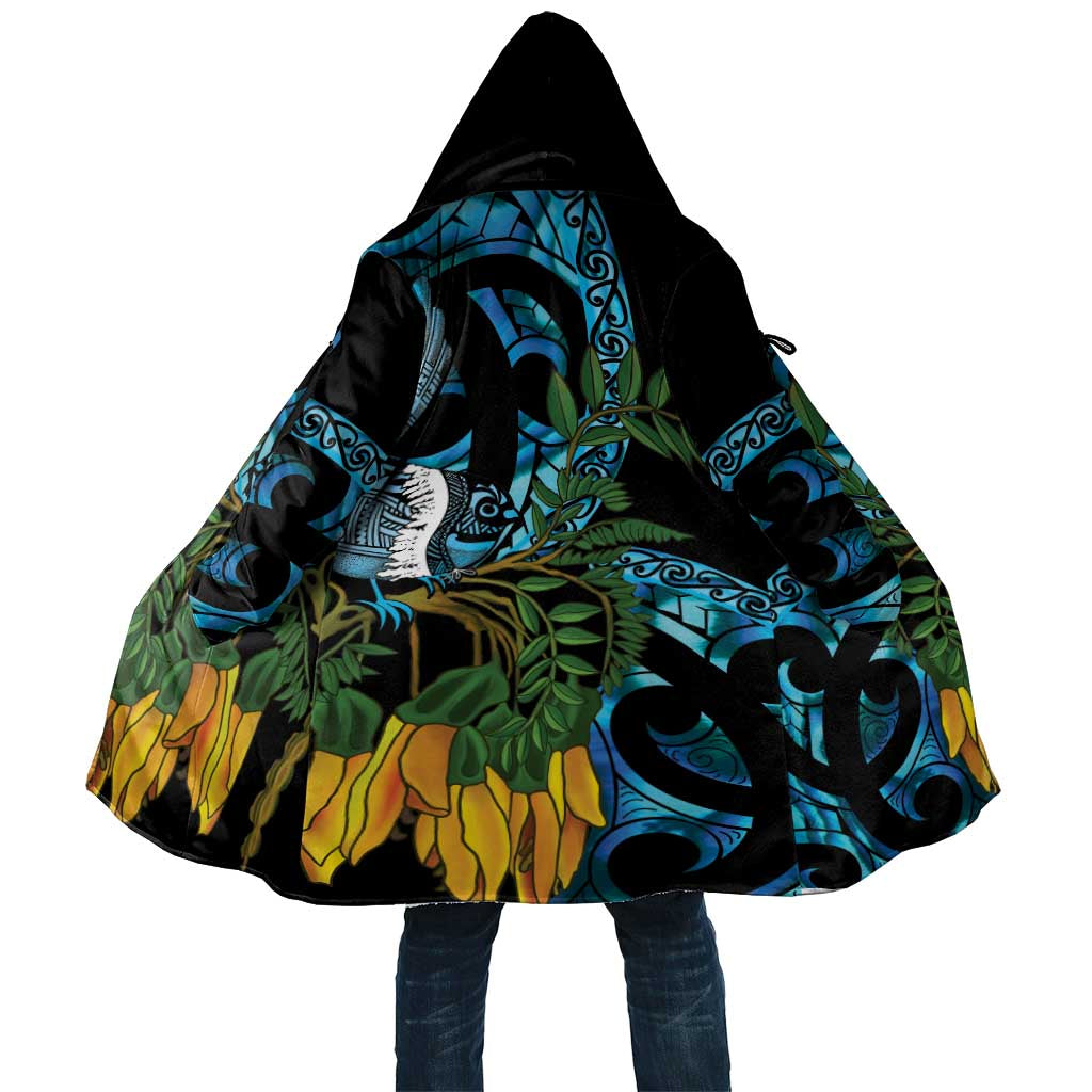 Turquoise New Zealand Kowhai And Piwakawaka Cloak Maori Ngaru Paua Shell LT14 Unisex Turquoise - Polynesian Pride