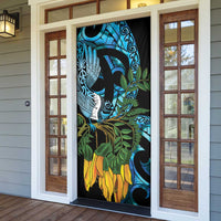 Turquoise New Zealand Kowhai And Piwakawaka Door Cover Maori Ngaru Paua Shell LT14 - Polynesian Pride