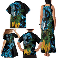 Turquoise New Zealand Kowhai And Piwakawaka Family Matching Tank Maxi Dress and Hawaiian Shirt Maori Ngaru Paua Shell LT14 - Polynesian Pride