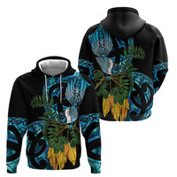 Turquoise New Zealand Kowhai And Piwakawaka Hoodie Maori Ngaru Paua Shell LT14 - Polynesian Pride