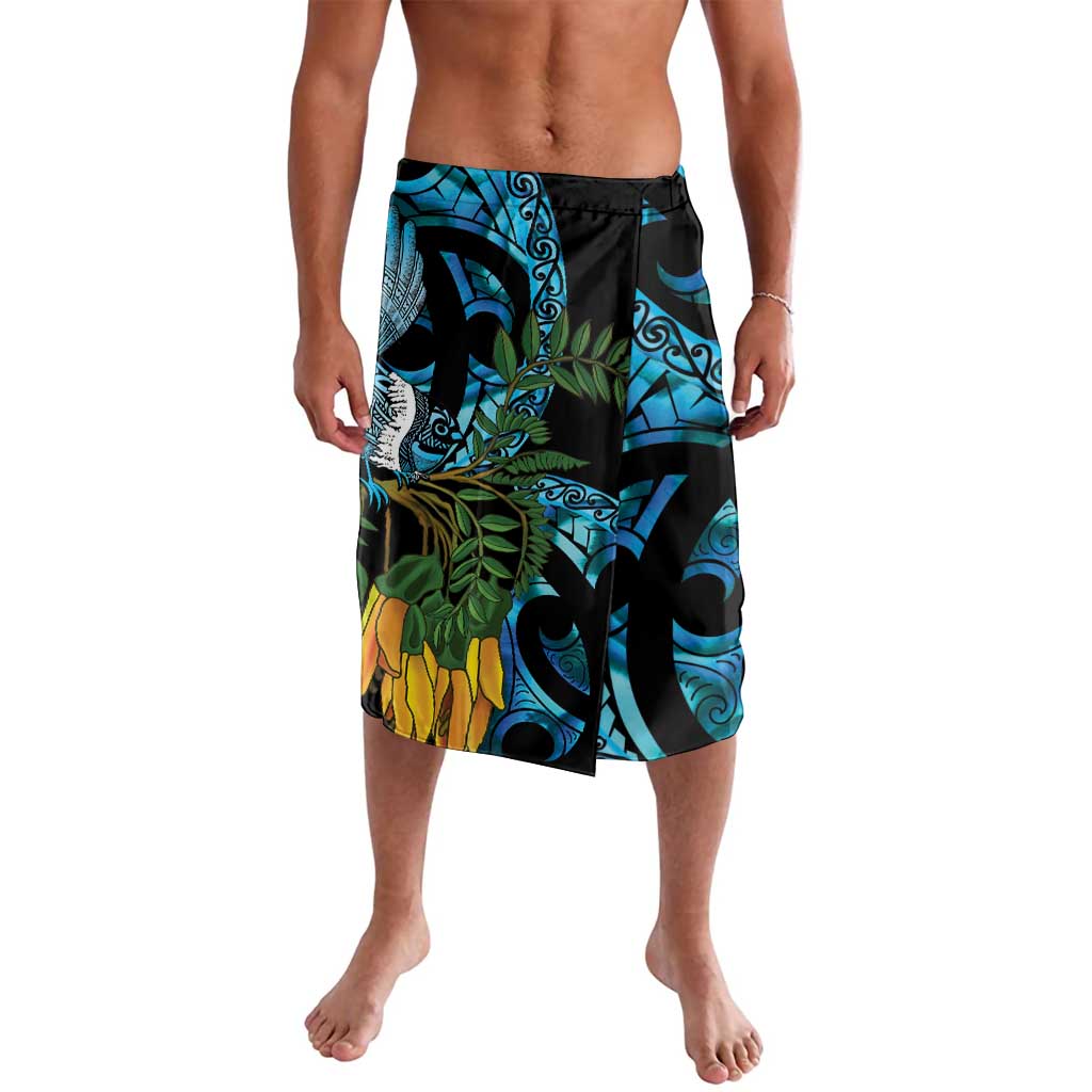 Turquoise New Zealand Kowhai And Piwakawaka Lavalava Maori Ngaru Paua Shell LT14 Turquoise - Polynesian Pride