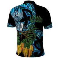 Turquoise New Zealand Kowhai And Piwakawaka Polo Shirt Maori Ngaru Paua Shell LT14 - Polynesian Pride