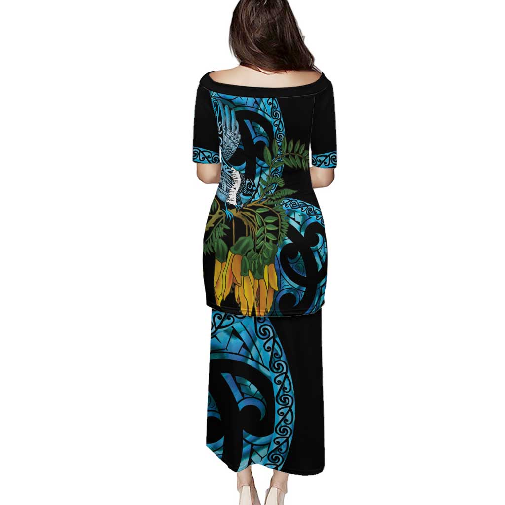 Turquoise New Zealand Kowhai And Piwakawaka Puletasi Maori Ngaru Paua Shell LT14 - Polynesian Pride