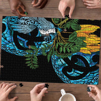 Turquoise New Zealand Kowhai And Piwakawaka Puzzle Maori Ngaru Paua Shell LT14 - Polynesian Pride