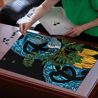 Turquoise New Zealand Kowhai And Piwakawaka Puzzle Maori Ngaru Paua Shell LT14 - Polynesian Pride