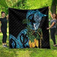 Turquoise New Zealand Kowhai And Piwakawaka Quilt Maori Ngaru Paua Shell LT14 - Polynesian Pride