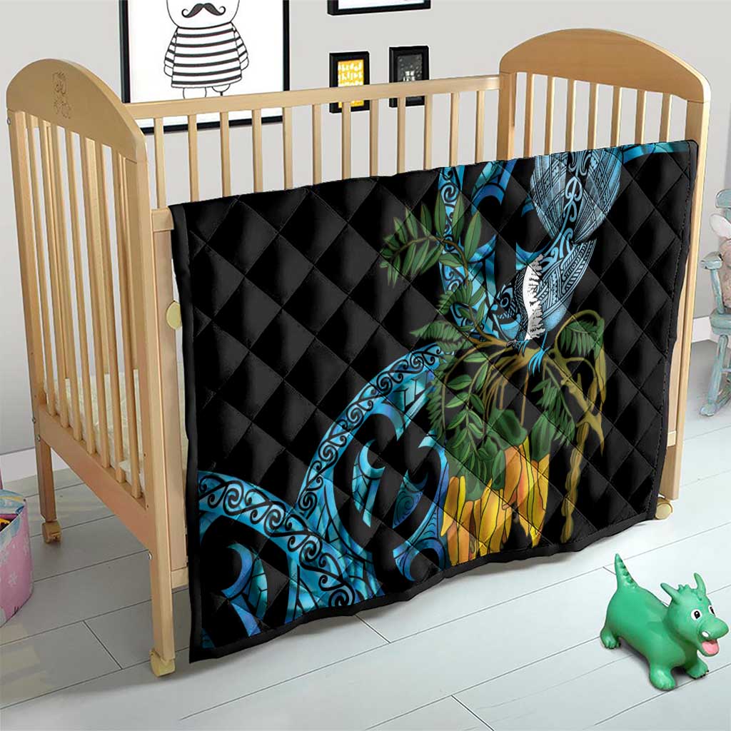 Turquoise New Zealand Kowhai And Piwakawaka Quilt Maori Ngaru Paua Shell LT14 - Polynesian Pride