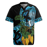 Turquoise New Zealand Kowhai And Piwakawaka Rugby Jersey Maori Ngaru Paua Shell LT14 Turquoise - Polynesian Pride
