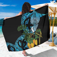 Turquoise New Zealand Kowhai And Piwakawaka Sarong Maori Ngaru Paua Shell LT14 One Size 44 x 66 inches Turquoise - Polynesian Pride