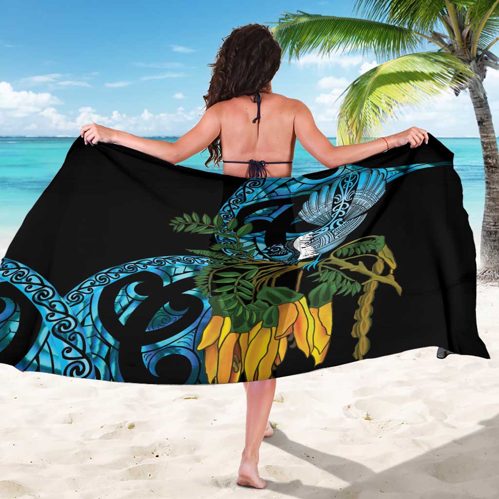 Turquoise New Zealand Kowhai And Piwakawaka Sarong Maori Ngaru Paua Shell LT14 - Polynesian Pride