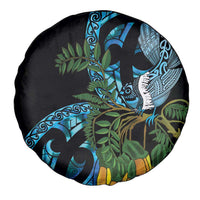 Turquoise New Zealand Kowhai And Piwakawaka Spare Tire Cover Maori Ngaru Paua Shell LT14 - Polynesian Pride