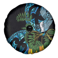 Turquoise New Zealand Kowhai And Piwakawaka Spare Tire Cover Maori Ngaru Paua Shell LT14 - Polynesian Pride