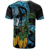 Turquoise New Zealand Kowhai And Piwakawaka T Shirt Maori Ngaru Paua Shell LT14 - Polynesian Pride