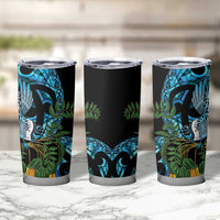 Turquoise New Zealand Kowhai And Piwakawaka Tumbler Cup Maori Ngaru Paua Shell LT14 - Polynesian Pride