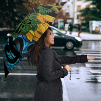 Turquoise New Zealand Kowhai And Piwakawaka Umbrella Maori Ngaru Paua Shell LT14 - Polynesian Pride