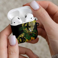 Yellow New Zealand Kowhai And Piwakawaka AirPods Case Maori Ngaru Paua Shell LT14 - Polynesian Pride
