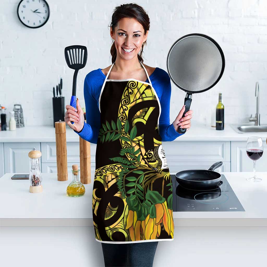 Yellow New Zealand Kowhai And Piwakawaka Apron Maori Ngaru Paua Shell LT14 - Polynesian Pride