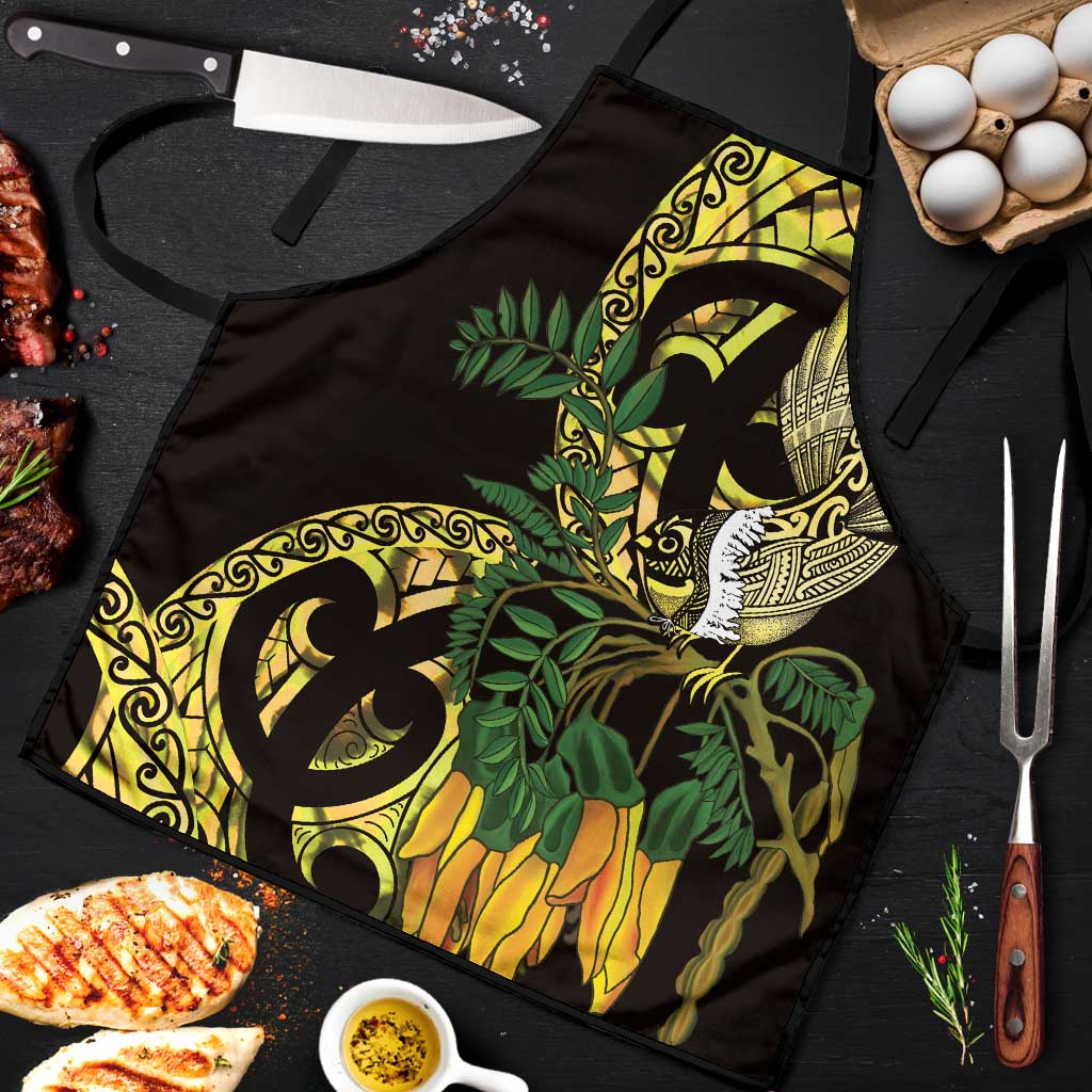 Yellow New Zealand Kowhai And Piwakawaka Apron Maori Ngaru Paua Shell LT14 Yellow - Polynesian Pride