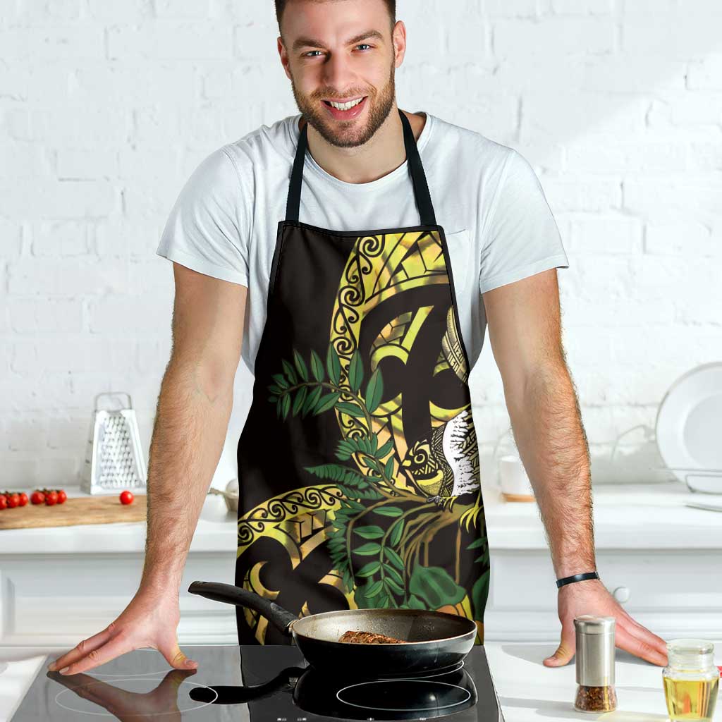 Yellow New Zealand Kowhai And Piwakawaka Apron Maori Ngaru Paua Shell LT14 - Polynesian Pride