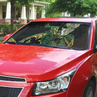 Yellow New Zealand Kowhai And Piwakawaka Auto Sun Shade Maori Ngaru Paua Shell LT14 - Polynesian Pride