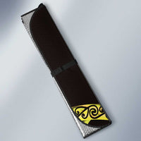 Yellow New Zealand Kowhai And Piwakawaka Auto Sun Shade Maori Ngaru Paua Shell LT14 - Polynesian Pride