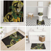Yellow New Zealand Kowhai And Piwakawaka Bathroom Set Maori Ngaru Paua Shell LT14 - Polynesian Pride