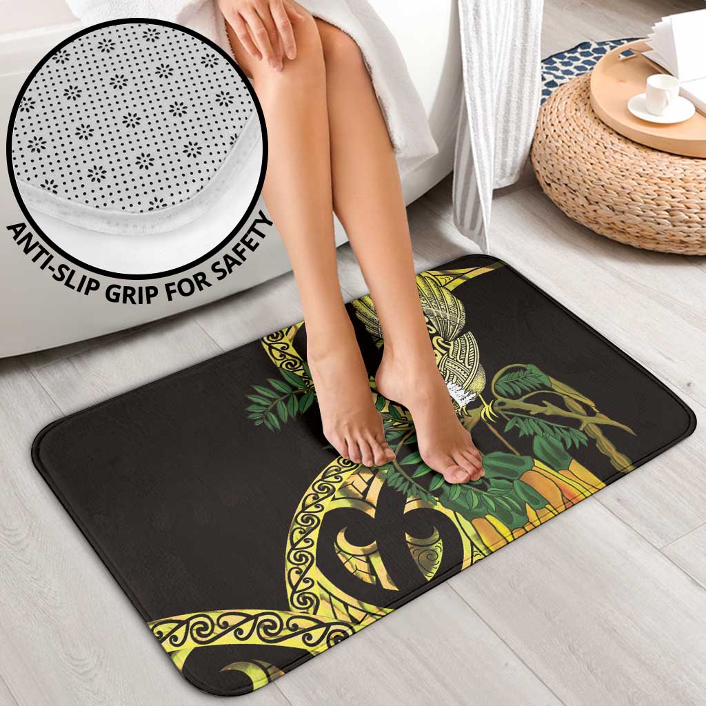Yellow New Zealand Kowhai And Piwakawaka Bathroom Set Maori Ngaru Paua Shell LT14 - Polynesian Pride