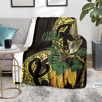 Yellow New Zealand Kowhai And Piwakawaka Blanket Maori Ngaru Paua Shell LT14 - Polynesian Pride
