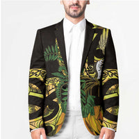 Yellow New Zealand Kowhai And Piwakawaka Blazer Maori Ngaru Paua Shell LT14 - Polynesian Pride