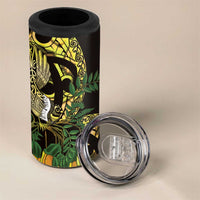 Yellow New Zealand Kowhai And Piwakawaka 4 in 1 Can Cooler Tumbler Maori Ngaru Paua Shell LT14 - Polynesian Pride