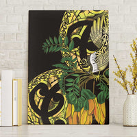 Yellow New Zealand Kowhai And Piwakawaka Canvas Wall Art Maori Ngaru Paua Shell LT14 Without Frame Yellow - Polynesian Pride