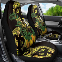 Yellow New Zealand Kowhai And Piwakawaka Car Seat Cover Maori Ngaru Paua Shell LT14 - Polynesian Pride