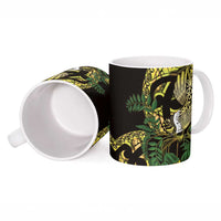 Yellow New Zealand Kowhai And Piwakawaka Ceramic Mug Maori Ngaru Paua Shell LT14 - Polynesian Pride