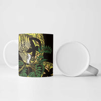 Yellow New Zealand Kowhai And Piwakawaka Ceramic Mug Maori Ngaru Paua Shell LT14 - Polynesian Pride