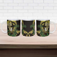 Yellow New Zealand Kowhai And Piwakawaka Ceramic Mug Maori Ngaru Paua Shell LT14 - Polynesian Pride
