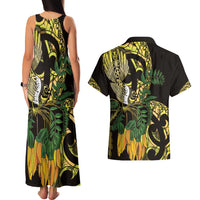 Yellow New Zealand Kowhai And Piwakawaka Couples Matching Tank Maxi Dress and Hawaiian Shirt Maori Ngaru Paua Shell LT14 - Polynesian Pride
